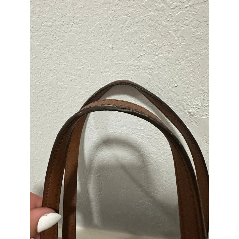 Michael Kors Brown Leather‎ Tote Bag Gold Tone MK Logo